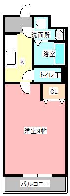 ストーク9(1K/1階)の間取り写真