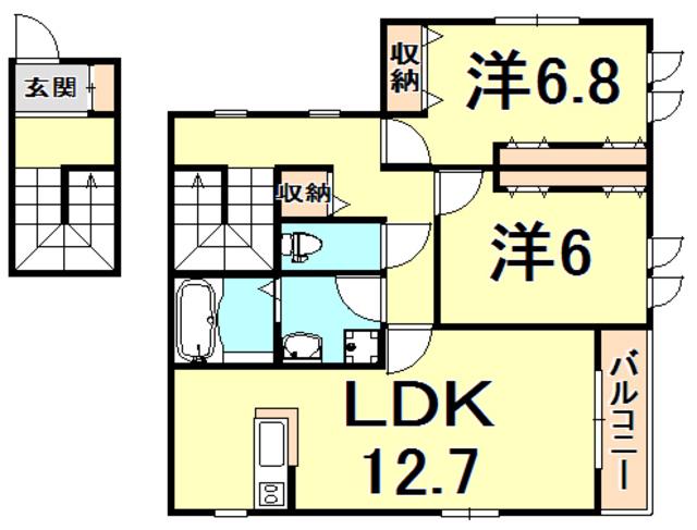 ノールヴィラ(2LDK/2階)の間取り写真