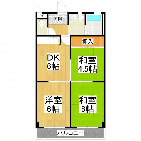 シャトー原山台(3DK/2階)の間取り写真
