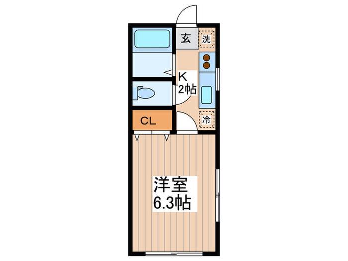 ルーブル烏山(1K/1階)の間取り写真