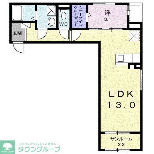 サイネリアII(1LDK/2階)の間取り写真