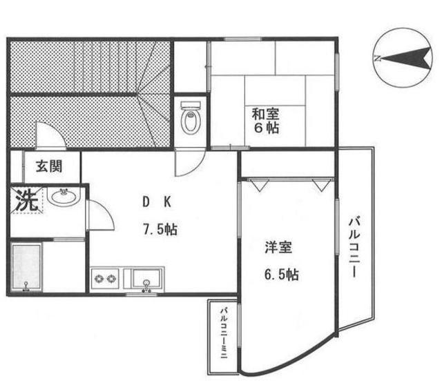 ペガサス中村(2DK/2階)の間取り写真