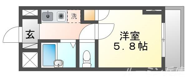 アビリティ塩屋(1K/3階)の間取り写真