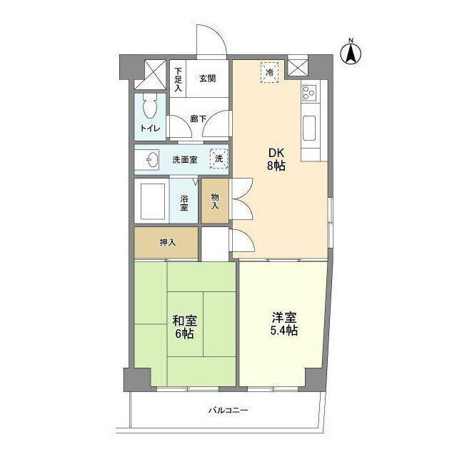 シャトー初台(2DK/2階)の間取り写真