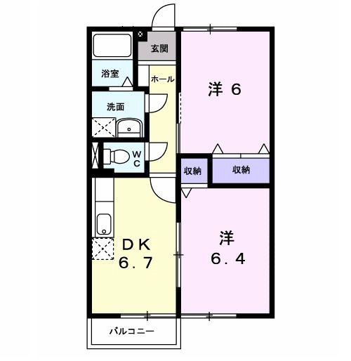 アヴェニール イグチ・I(2DK/2階)の間取り写真
