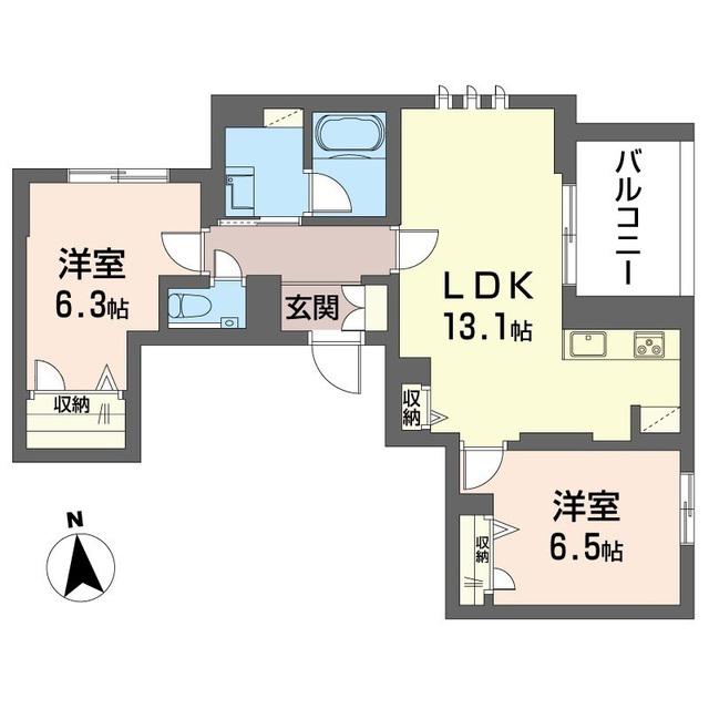目黒ガーディアンヒルズ(2LDK/3階)の間取り写真