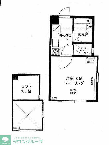 カーサフローラ(1K/1階)の間取り写真