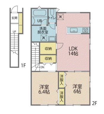 シェルメゾン行松(2LDK/2階)の間取り写真
