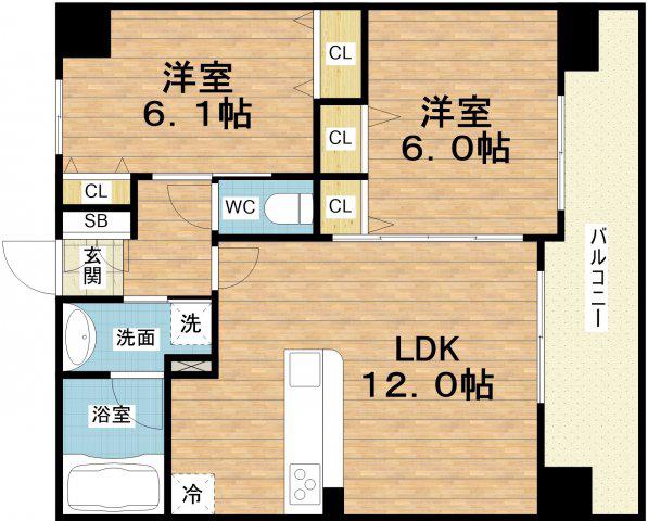 エステムコート南堀江IIレアリス(2LDK/10階)の間取り写真