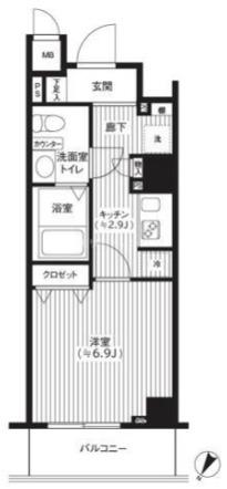 カスタリア初台(1K/2階)の間取り写真