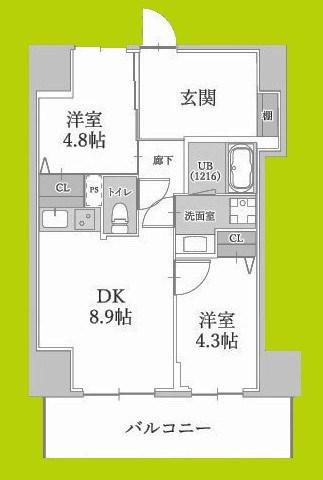 ハイラインV(2DK/5階)の間取り写真