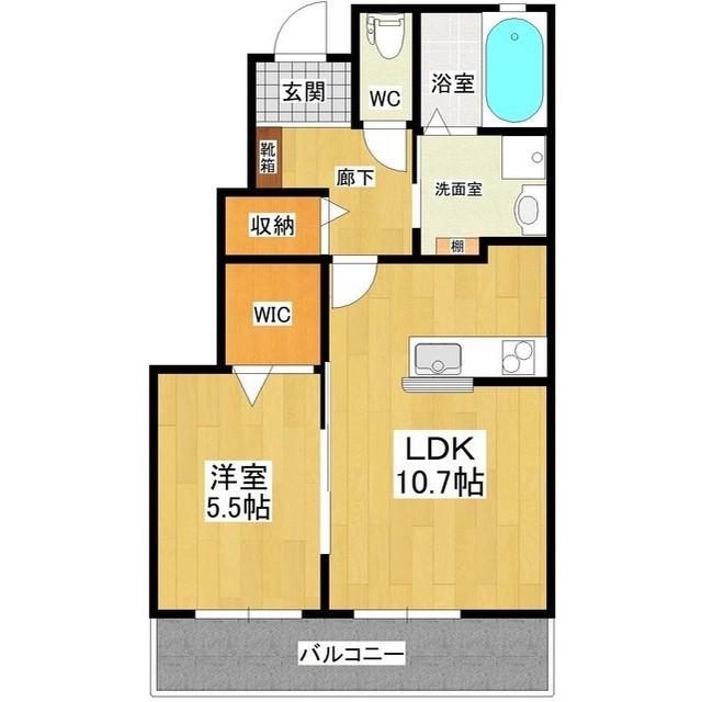 LE CIELB棟(1LDK/1階)の間取り写真