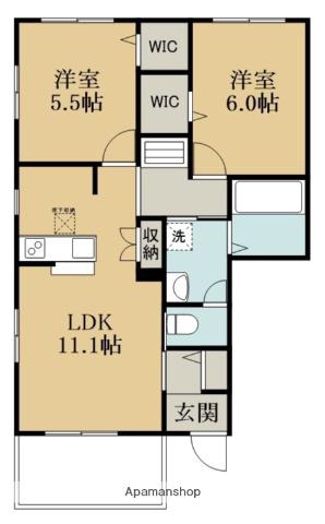 グレイス勝田台(2LDK/1階)の間取り写真