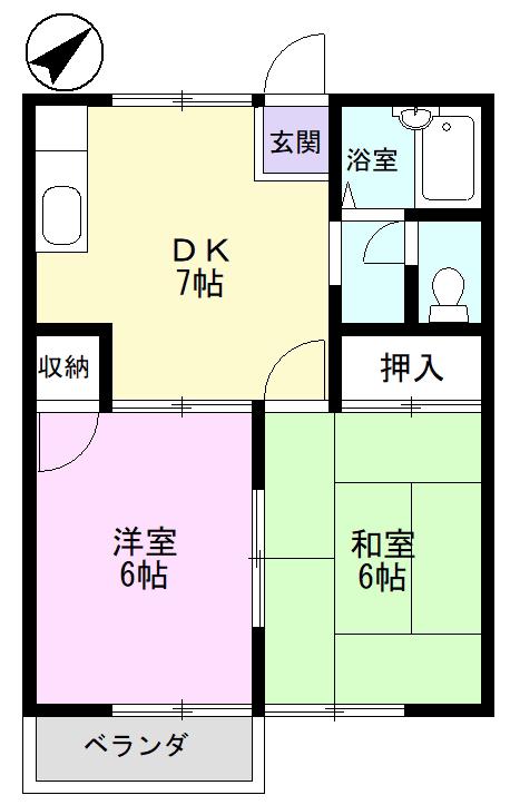 ケイアイアパートメントA(2DK/2階)の間取り写真