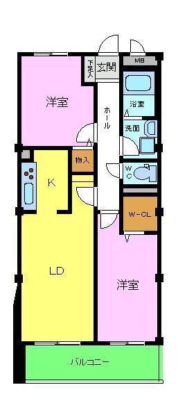 ボナール西山台(2LDK/1階)の間取り写真