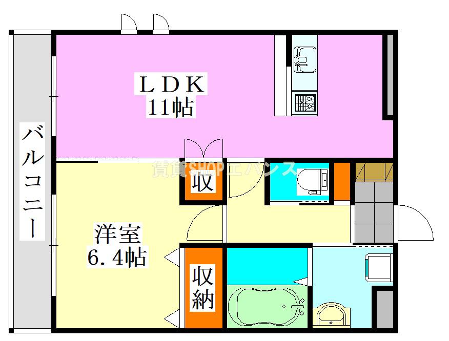 ルオーゴコモド(1LDK/1階)の間取り写真