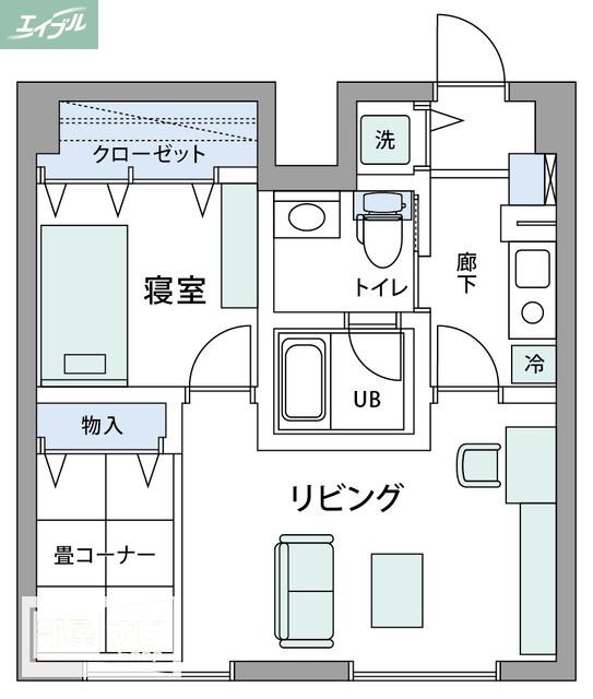 アルファコンフォート岡山(1LDK/10階)の間取り写真