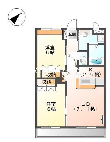 カサフェンテ(2LDK/2階)の間取り写真