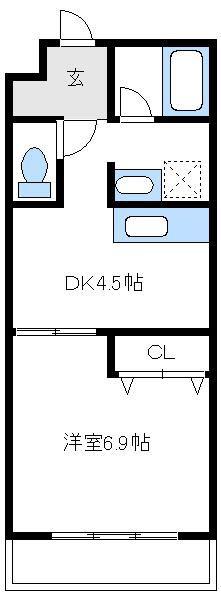 デルニエ(1DK/1階)の間取り写真