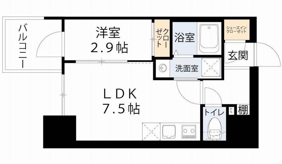 コンフォリア・リヴ南森町II(1DK/8階)の間取り写真