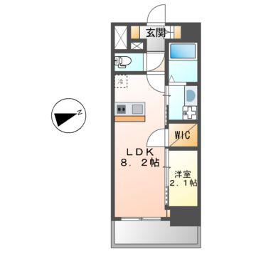 LIVEFLAT千種ウエスト(1LDK/6階)の間取り写真