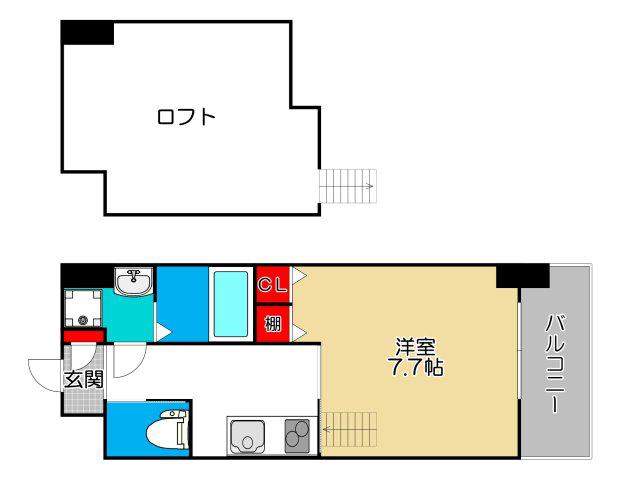 エグゼ大阪BAY(1K/8階)の間取り写真