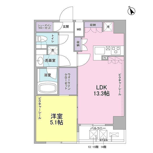 SIL西五反田(1LDK/15階)の間取り写真