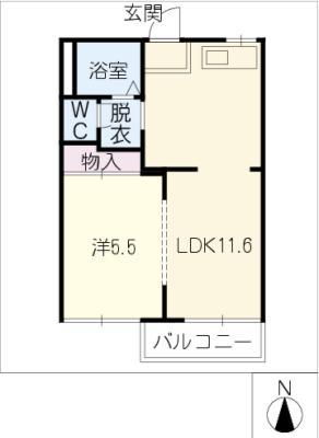 ビスタ旭(2DK/2階)の間取り写真