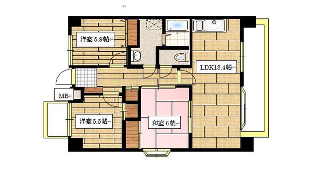 クレバー今宿(3LDK/5階)の間取り写真