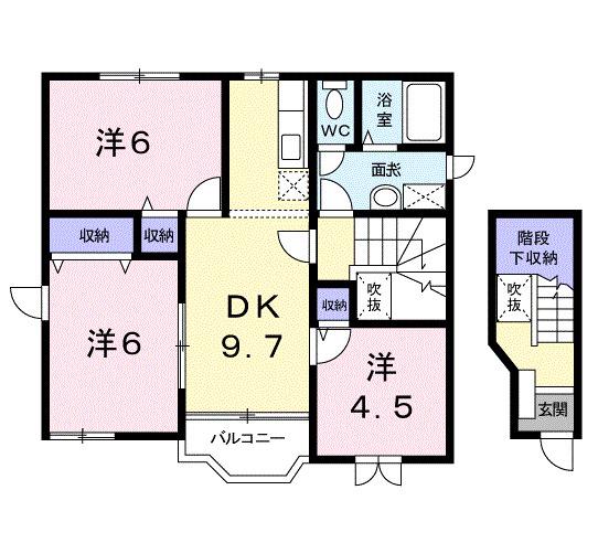 サンセール三宅(3LDK/2階)の間取り写真
