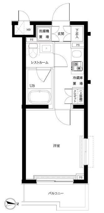 ルーブル武蔵新城弐番館(1K/2階)の間取り写真