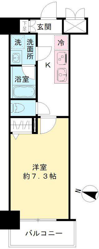 ファウンテン(1K/6階)の間取り写真
