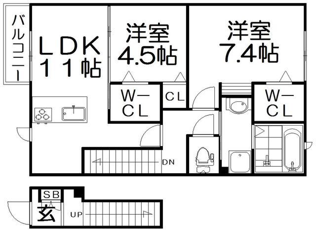 ファミールナカI(2LDK/2階)の間取り写真