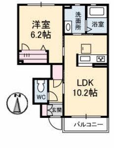 シャ一メゾンエリシオン(1LDK/1階)の間取り写真