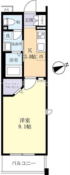 グランディアつくばII(1K/1階)の間取り写真