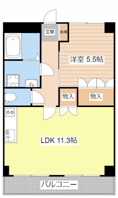 テンプルリバー2番館(1LDK/1階)の間取り写真