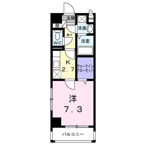 MSファミーユ泉崎(1K/2階)の間取り写真
