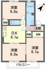 ボナール東加古川(3DK/2階)の間取り写真