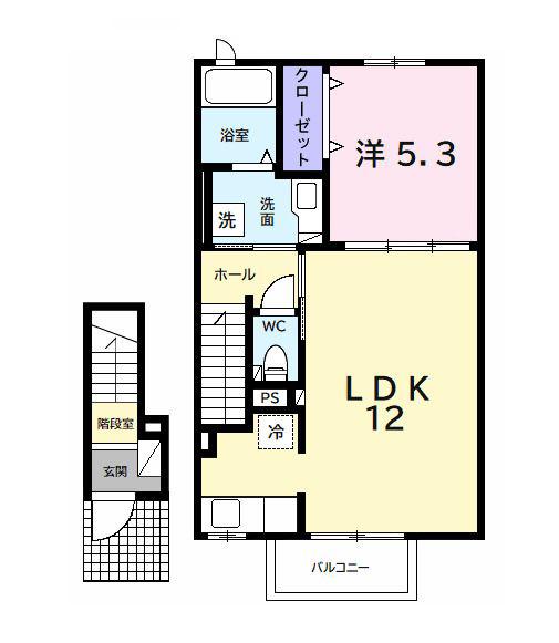 コロレアール ベイスI(1LDK/2階)の間取り写真