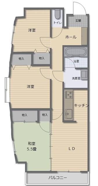 小松日の出ビル(3LDK/2階)の間取り写真