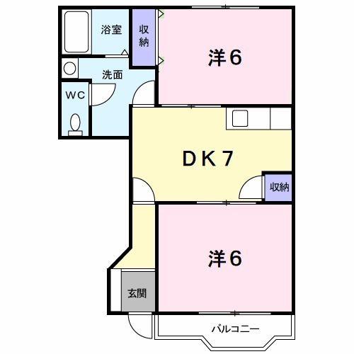 リエージュ(2DK/1階)の間取り写真