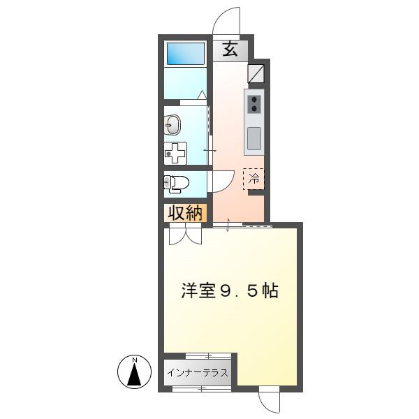 シャン リヴィエール24(1K/1階)の間取り写真