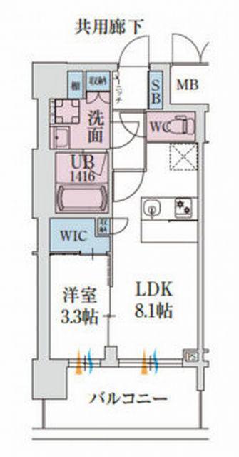 スプランディッド堺東DUE(1LDK/9階)の間取り写真