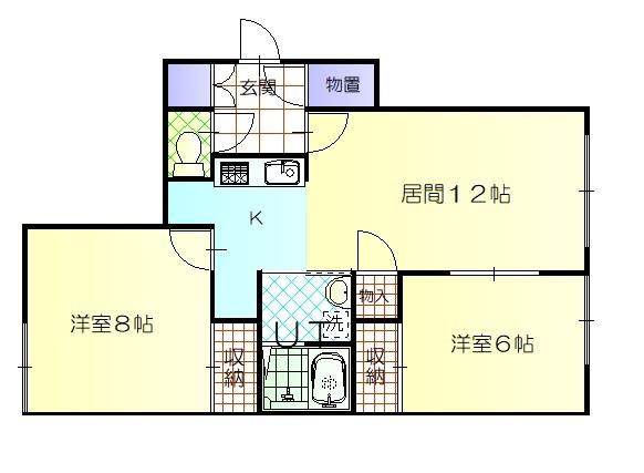 シャンフA(2LDK/1階)の間取り写真