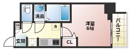LE-BEAR天王寺東(1K/4階)の間取り写真