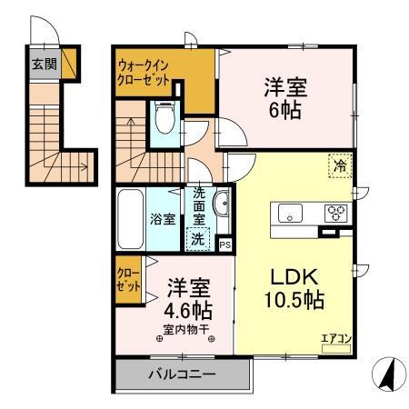 Kハウス(2LDK/2階)の間取り写真
