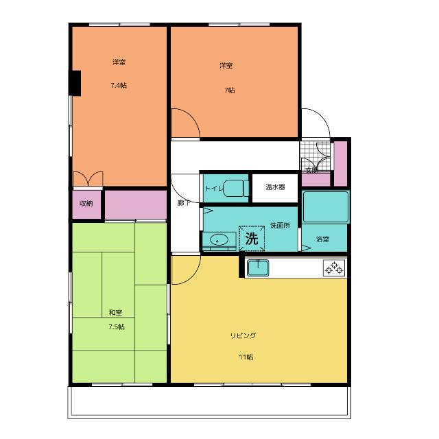 アコールマンション 平田(3LDK/1階)の間取り写真