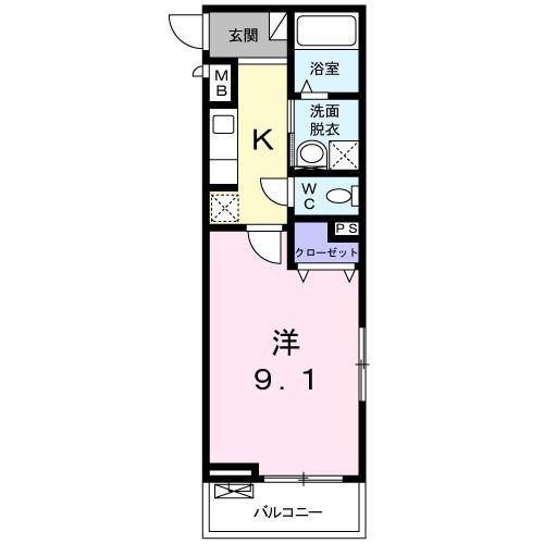 アーバン メロウ(1K/2階)の間取り写真