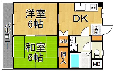 シャルムオーリンⅠ(2DK/2階)の間取り写真