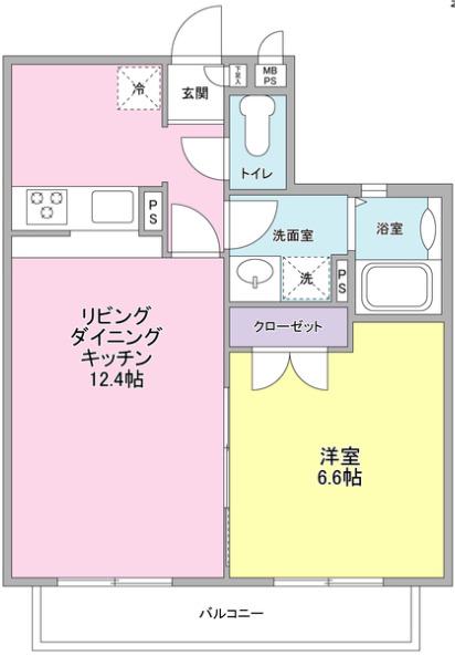 ル・プティニ弦巻(1LDK/1階)の間取り写真